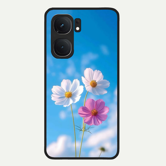  Tripple Flowers With Sky Glass Case For iQOO Neo 9 Pro back cover – full design glossy printed glass finish