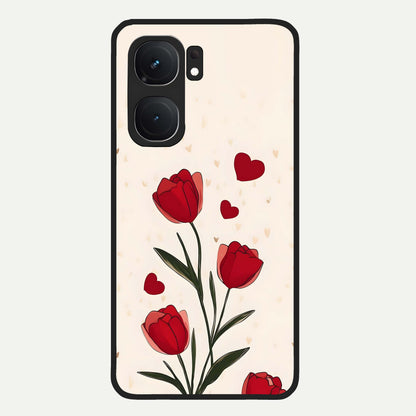 Tulip With Heart Glass Case For iQOO Neo 9 Pro back cover – full design glossy printed glass finish