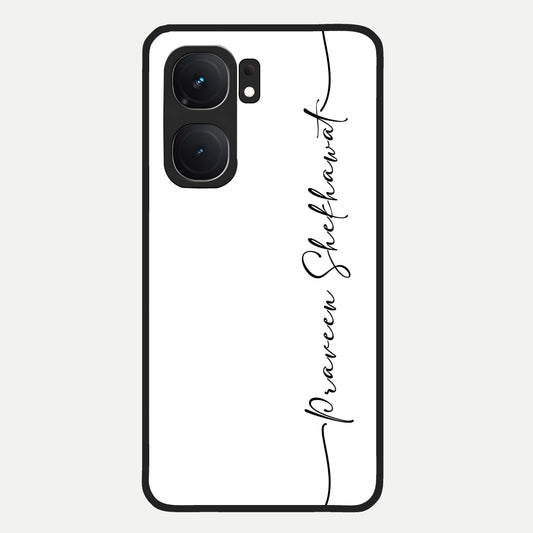  White Tune Custom Name Glass Case For iQOO Neo 9 Pro back cover – personalized glossy printed glass finish