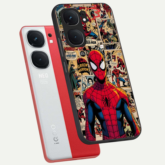  Aesthetic Spider phone case For iQOO Neo 9 Pro showing premium glass back cover with detailed artwork