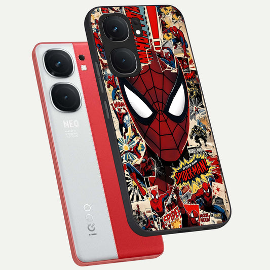  Aesthetic Wonder Spider phone case For iQOO Neo 9 Pro showing premium glass back cover with detailed artwork