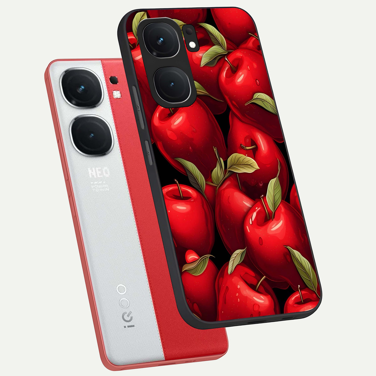  Apple Pattern phone case For iQOO Neo 9 Pro showing premium glass back cover with detailed artwork