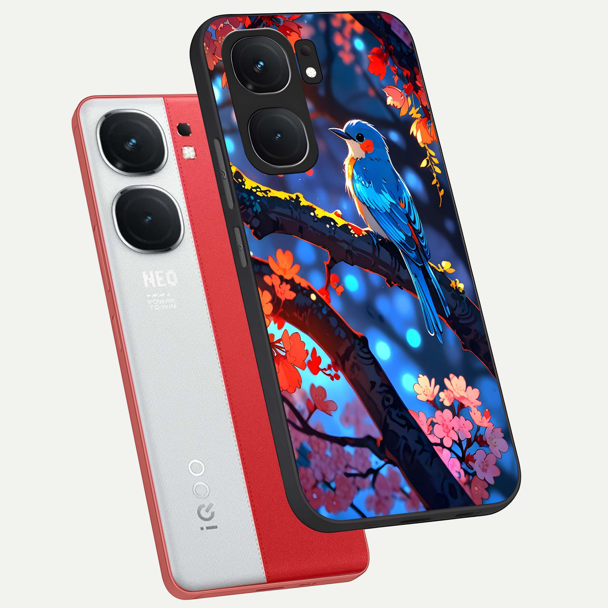  Blooming Water Drift phone case For iQOO Neo 9 Pro showing premium glass back cover with detailed artwork