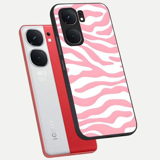  Blush Zebra Flow phone case For iQOO Neo 9 Pro showing premium glass back cover with detailed artwork
