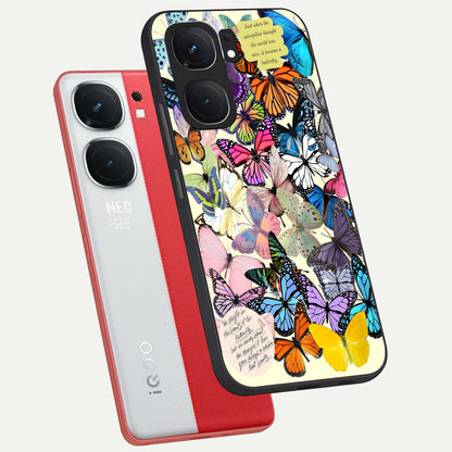  Butterflies Petal Dream phone case For iQOO Neo 9 Pro showing premium glass back cover with detailed artwork