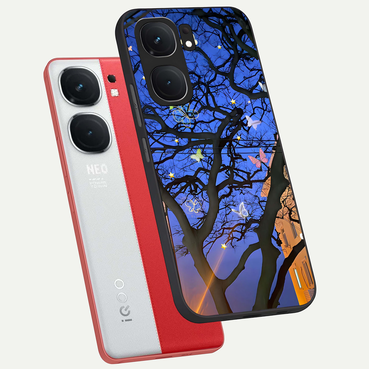  Butterfly Night Magic phone case For iQOO Neo 9 Pro showing premium glass back cover with detailed artwork