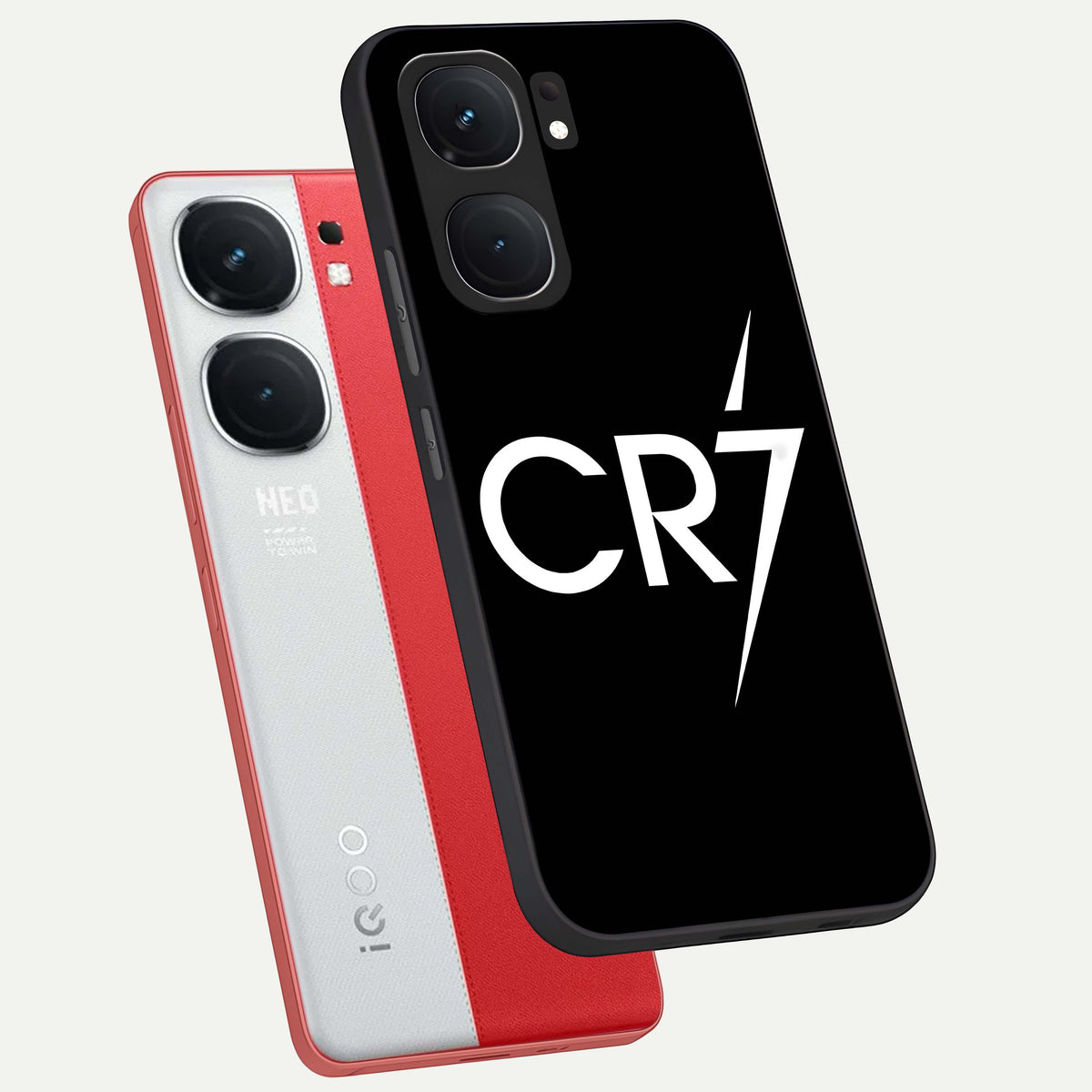  CR7 Elite Strike phone case For iQOO Neo 9 Pro showing premium glass back cover with detailed artwork