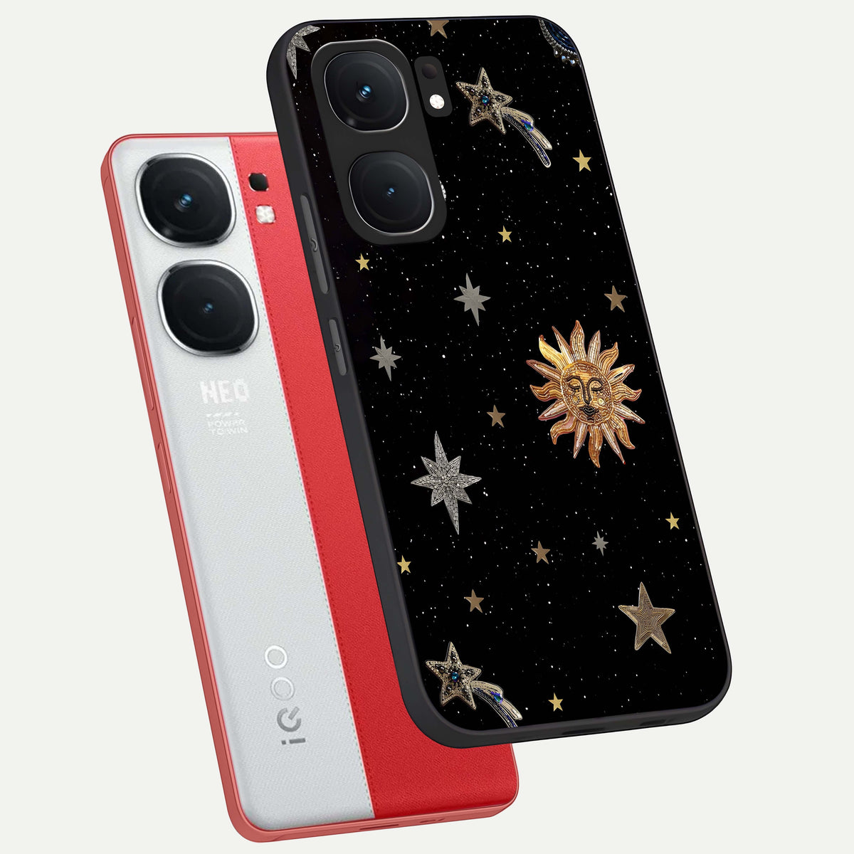  Celestial Moon With Stars phone case For iQOO Neo 9 Pro showing premium glass back cover with detailed artwork