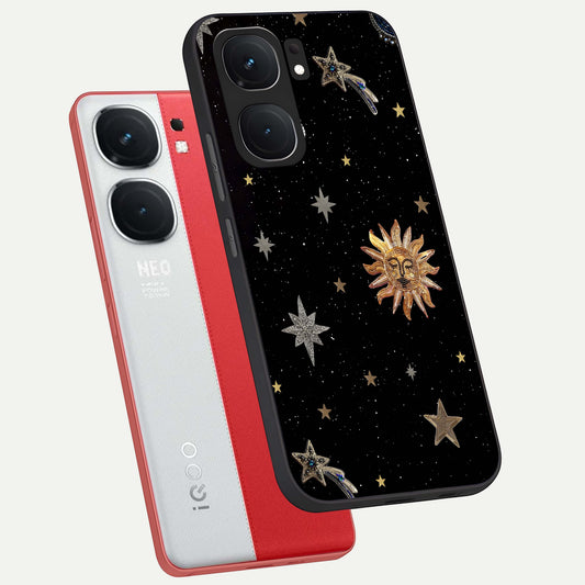  Celestial Moon With Stars phone case For iQOO Neo 9 Pro showing premium glass back cover with detailed artwork
