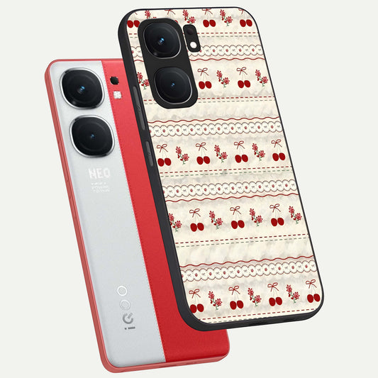  Cherry Bloom Charm phone case For iQOO Neo 9 Pro showing premium glass back cover with detailed artwork