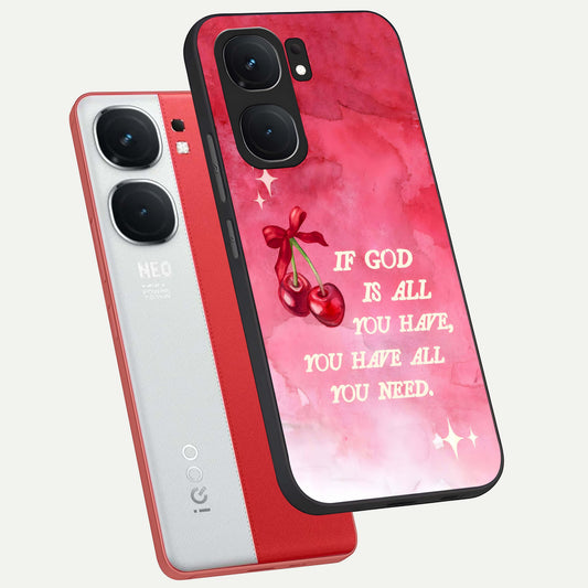  Cherry Quote phone case For iQOO Neo 9 Pro showing premium glass back cover with detailed artwork