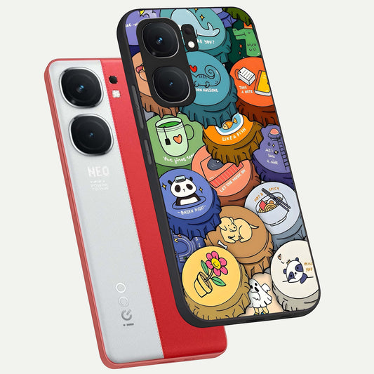  Coins Patterns phone case For iQOO Neo 9 Pro showing premium glass back cover with detailed artwork