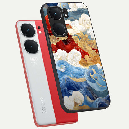  Colored Waves phone case For iQOO Neo 9 Pro showing premium glass back cover with detailed artwork