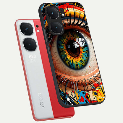  Colorful Eye phone case For iQOO Neo 9 Pro showing premium glass back cover with detailed artwork