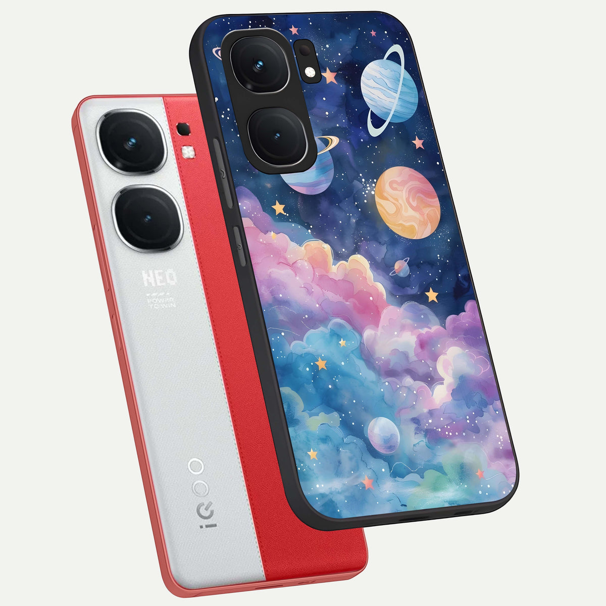  Cosmic Planet Dreams phone case For iQOO Neo 9 Pro showing premium glass back cover with detailed artwork