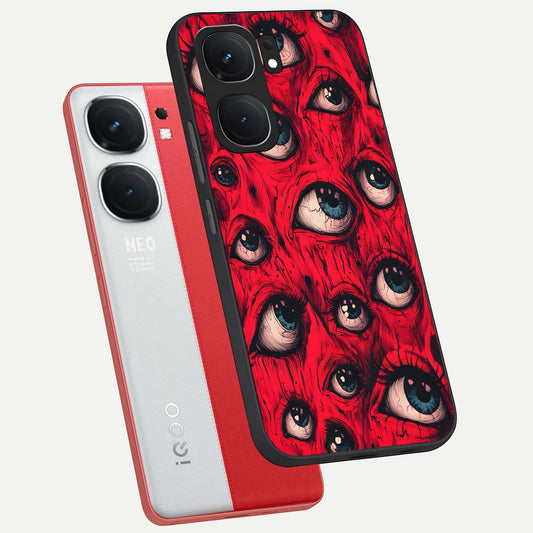  Crimson Watch Eyes phone case For iQOO Neo 9 Pro showing premium glass back cover with detailed artwork