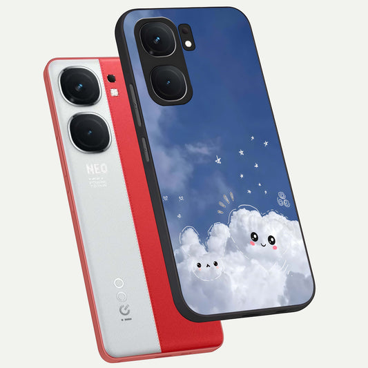  Cute Blossom Cloud phone case For iQOO Neo 9 Pro showing premium glass back cover with detailed artwork