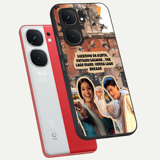  Desi Retro Vibes phone case For iQOO Neo 9 Pro showing premium glass back cover with detailed artwork