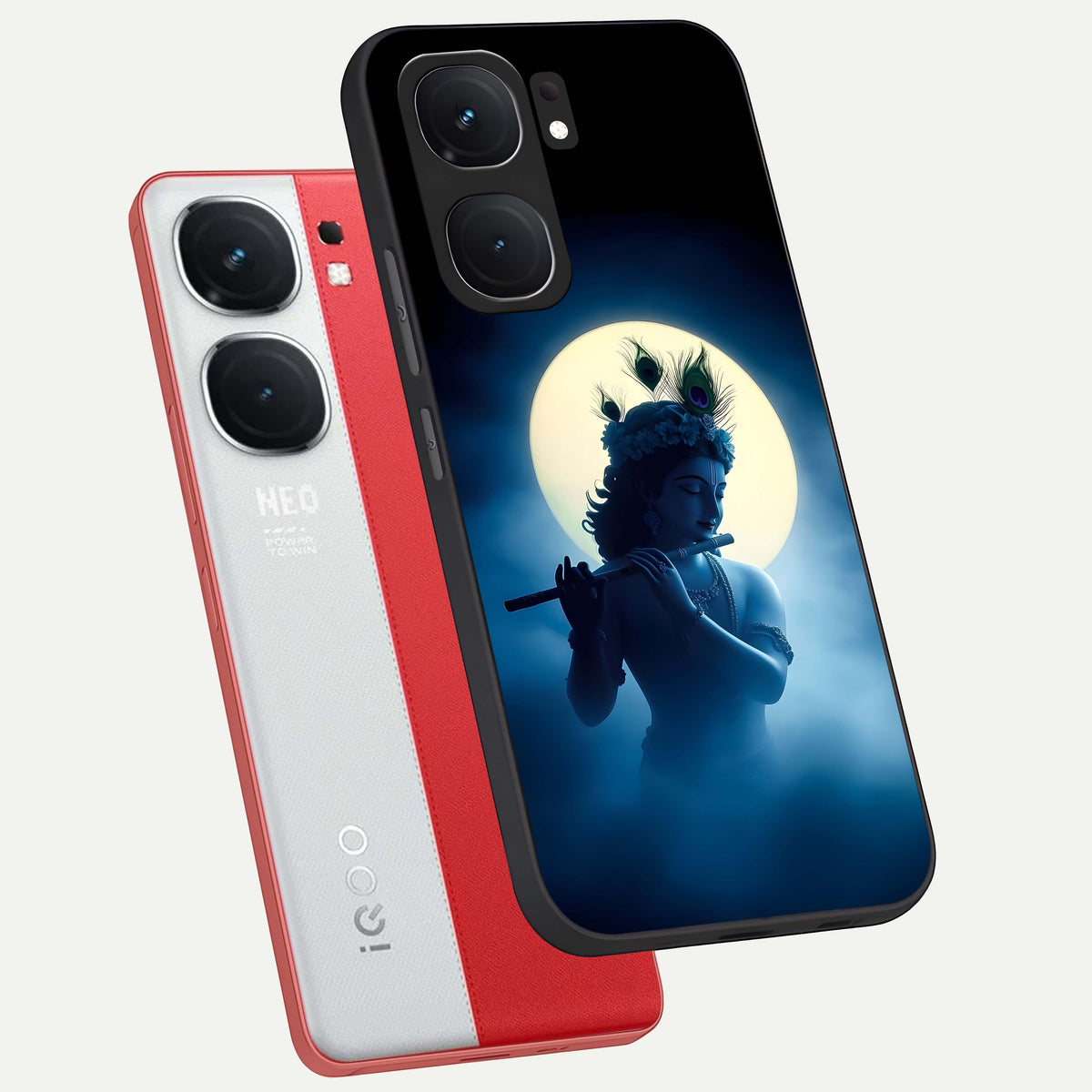  Divine Moon Flute phone case For iQOO Neo 9 Pro showing premium glass back cover with detailed artwork