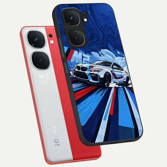  Drift Power Rush phone case For iQOO Neo 9 Pro showing premium glass back cover with detailed artwork