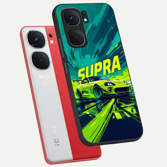 Electric Supra Thunder phone case For iQOO Neo 9 Pro showing premium glass back cover with detailed artwork
