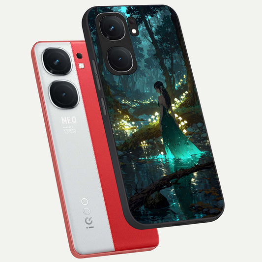  Enchanted Forest Glow phone case For iQOO Neo 9 Pro showing premium glass back cover with detailed artwork