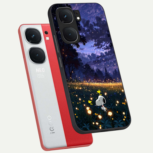  Firefly Meadow Magic phone case For iQOO Neo 9 Pro showing premium glass back cover with detailed artwork