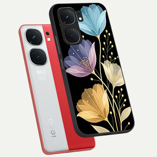  Flower Bloom Glow phone case For iQOO Neo 9 Pro showing premium glass back cover with detailed artwork