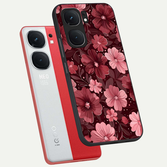  Flower Blush Bloom phone case For iQOO Neo 9 Pro showing premium glass back cover with detailed artwork
