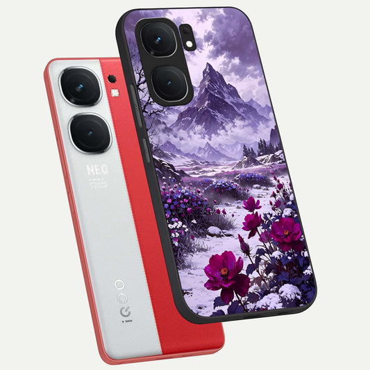  Flower Mountain View phone case For iQOO Neo 9 Pro showing premium glass back cover with detailed artwork