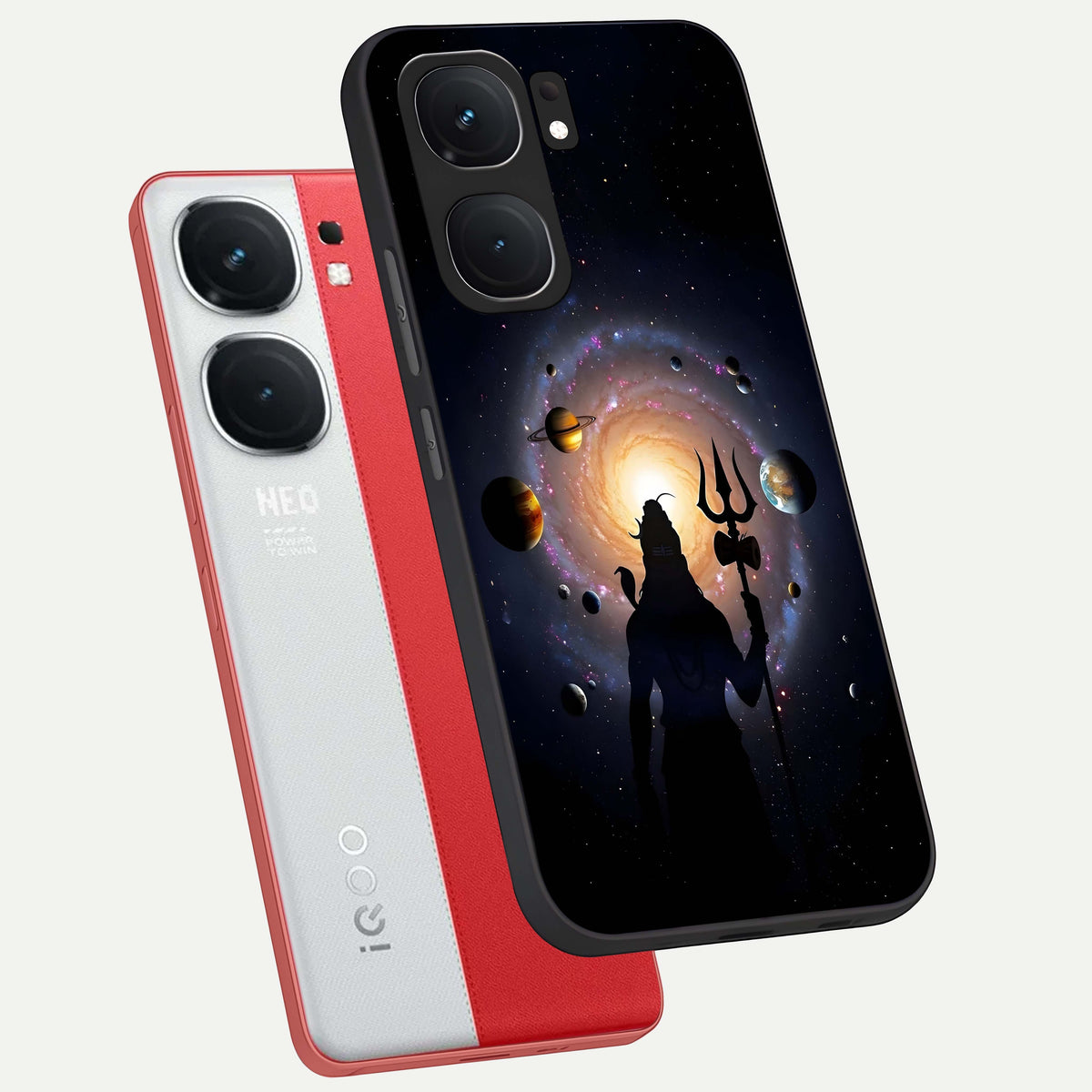  Galactic Shiva Vision phone case For iQOO Neo 9 Pro showing premium glass back cover with detailed artwork