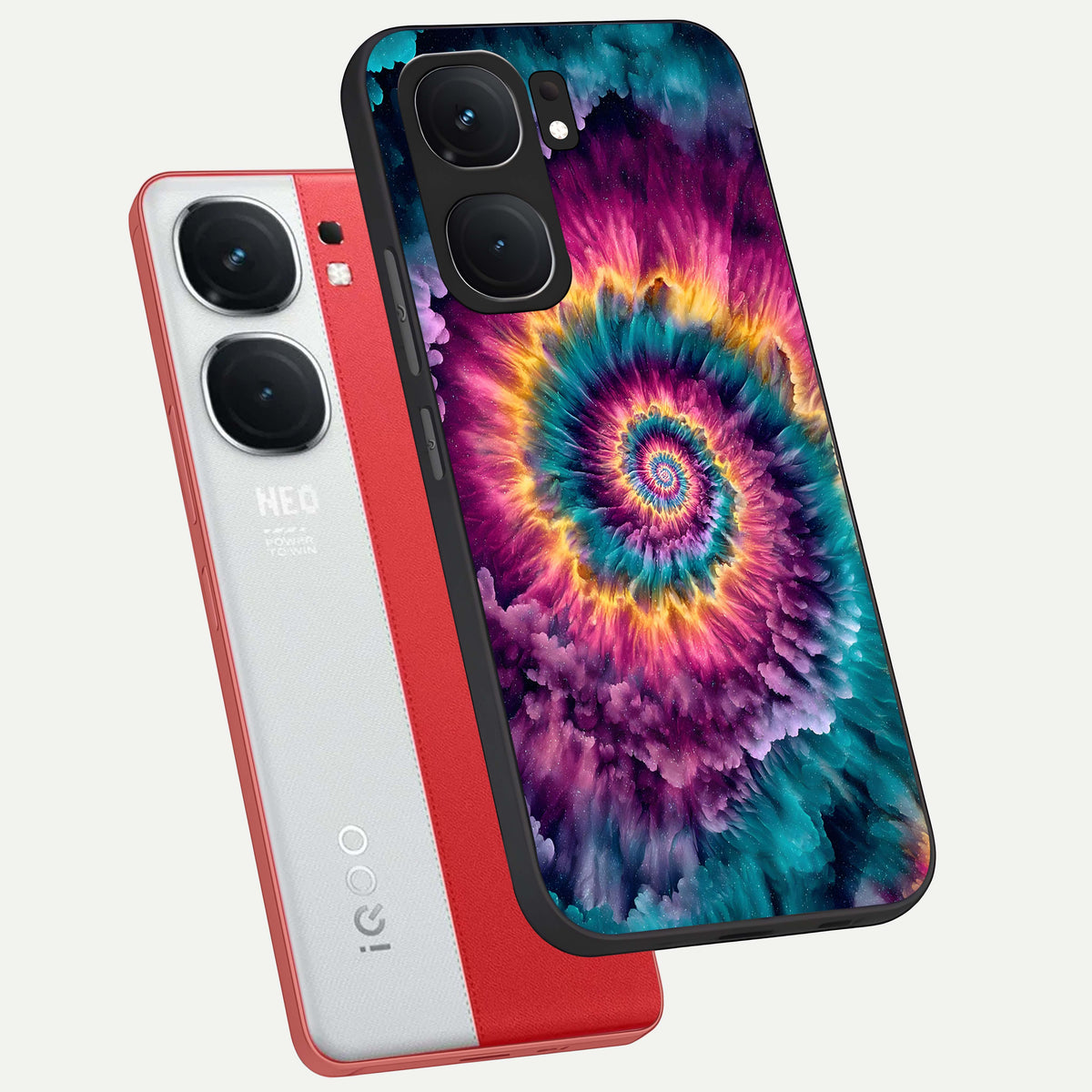  Galactic Spiral Burst phone case For iQOO Neo 9 Pro showing premium glass back cover with detailed artwork