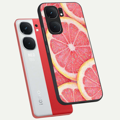  Glitter Grapefruit phone case For iQOO Neo 9 Pro showing premium glass back cover with detailed artwork