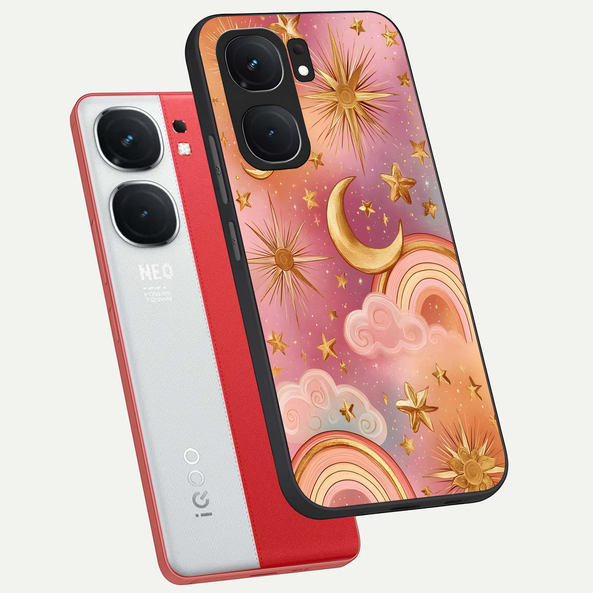  Golden Celestial Dreams phone case For iQOO Neo 9 Pro showing premium glass back cover with detailed artwork