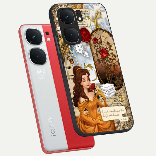  Golden Dream Belle phone case For iQOO Neo 9 Pro showing premium glass back cover with detailed artwork