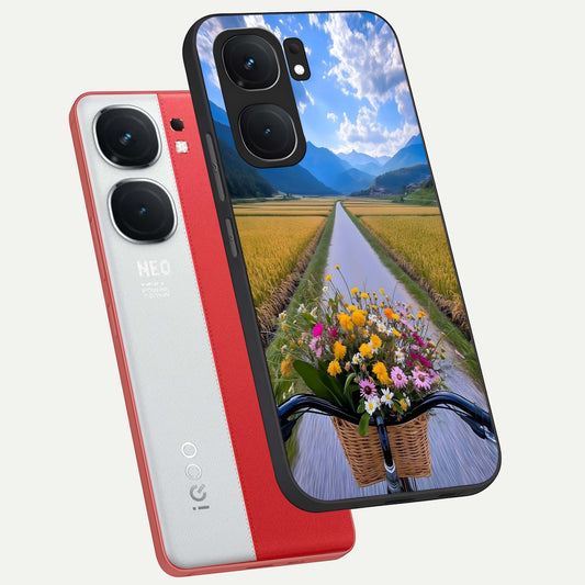  Golden Field Journey phone case For iQOO Neo 9 Pro showing premium glass back cover with detailed artwork
