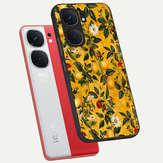  Golden Lemon Field phone case For iQOO Neo 9 Pro showing premium glass back cover with detailed artwork