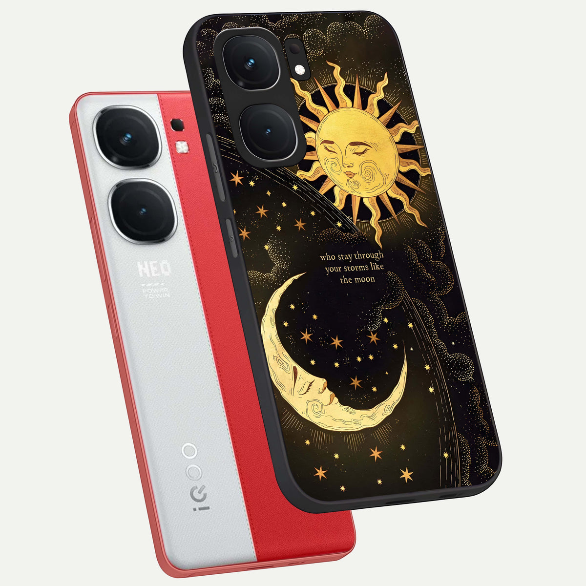  Golden Lunar Love phone case For iQOO Neo 9 Pro showing premium glass back cover with detailed artwork