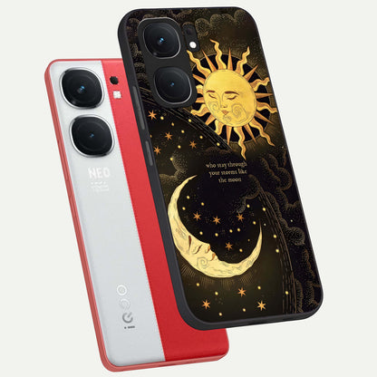  Golden Lunar Love phone case For iQOO Neo 9 Pro showing premium glass back cover with detailed artwork