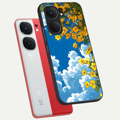  Golden Petal Sky phone case For iQOO Neo 9 Pro showing premium glass back cover with detailed artwork