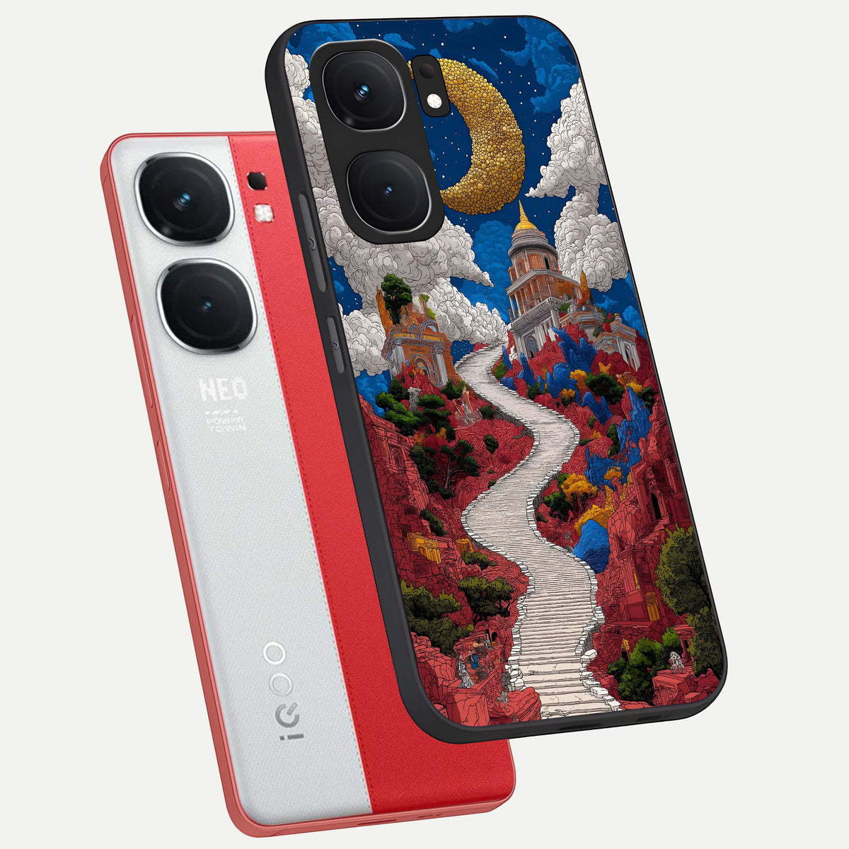  Heavenly Moon Path phone case For iQOO Neo 9 Pro showing premium glass back cover with detailed artwork