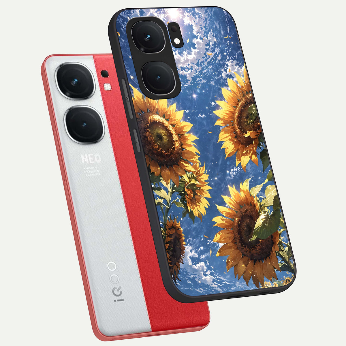  Heavenly Sunflower Rise phone case For iQOO Neo 9 Pro showing premium glass back cover with detailed artwork