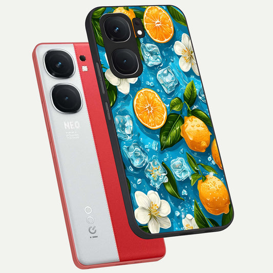  Ice Cube With Orange phone case For iQOO Neo 9 Pro showing premium glass back cover with detailed artwork