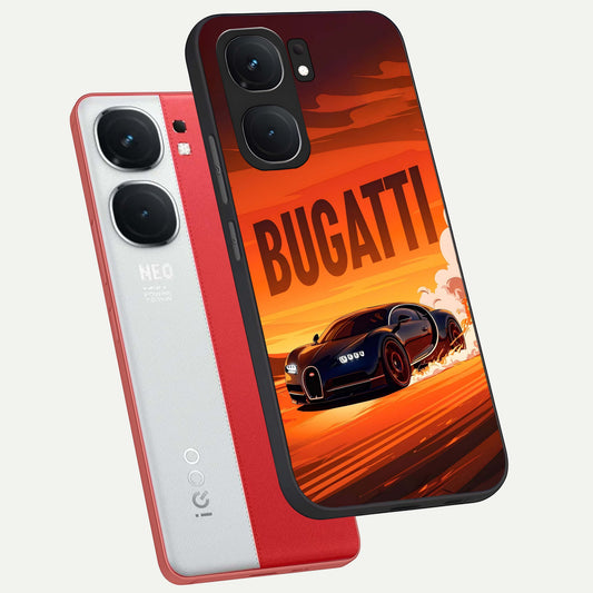  Inferno Bugatti Storm phone case For iQOO Neo 9 Pro showing premium glass back cover with detailed artwork