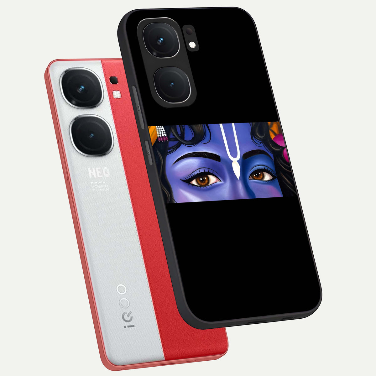  Krishna Eye phone case For iQOO Neo 9 Pro showing premium glass back cover with detailed artwork