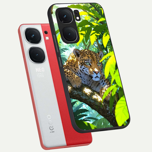 Leopard in Jungle phone case For iQOO Neo 9 Pro showing premium glass back cover with detailed artwork