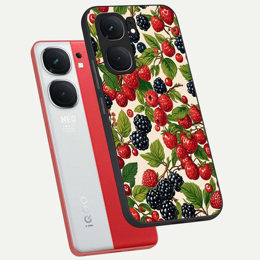  Mixed Berry Collage phone case For iQOO Neo 9 Pro showing premium glass back cover with detailed artwork