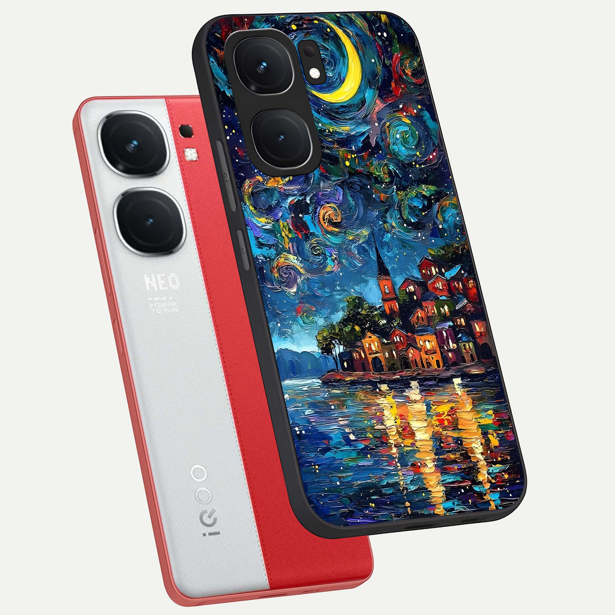  Moonlight Harbor Glow phone case For iQOO Neo 9 Pro showing premium glass back cover with detailed artwork