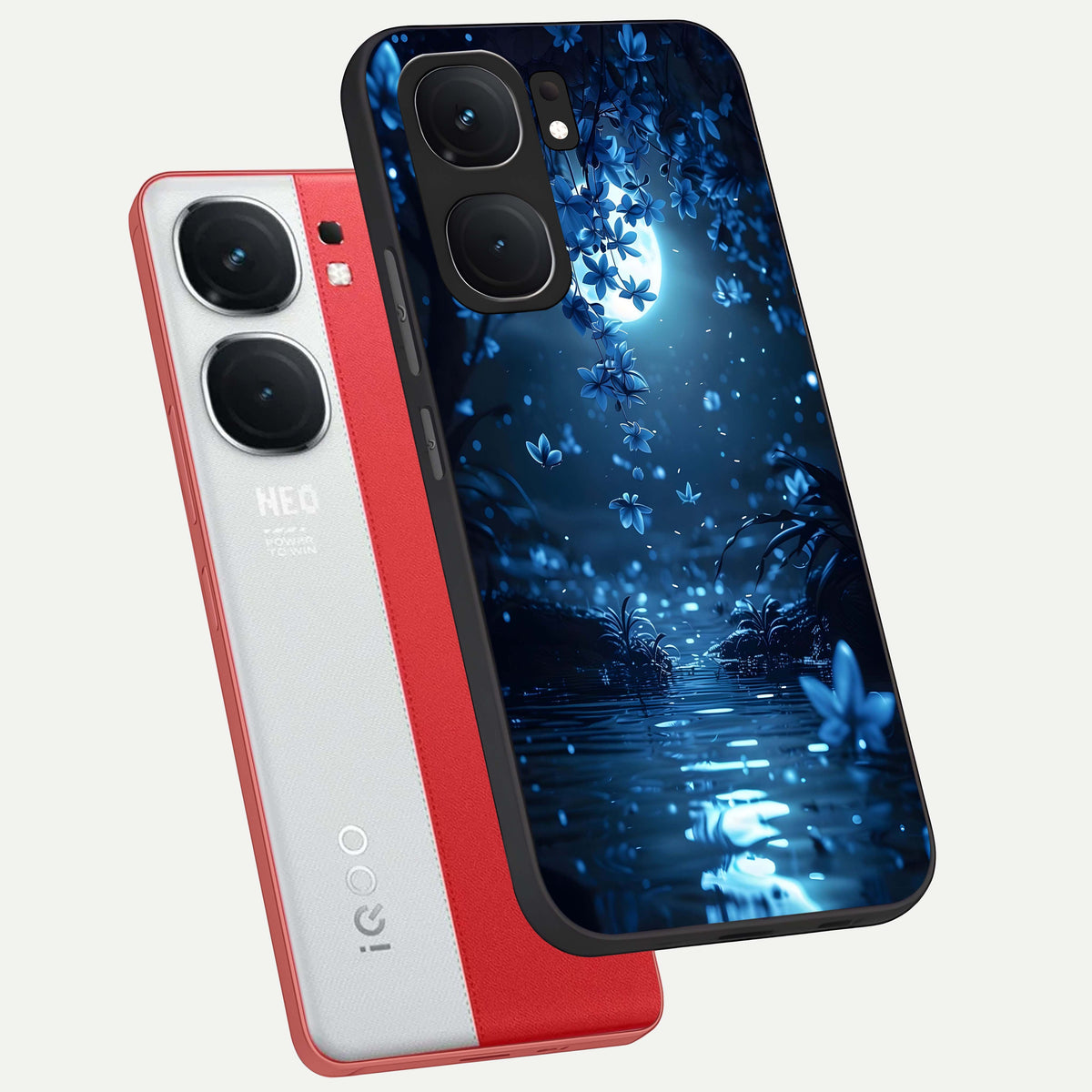  Moonlight Petal Dream phone case For iQOO Neo 9 Pro showing premium glass back cover with detailed artwork