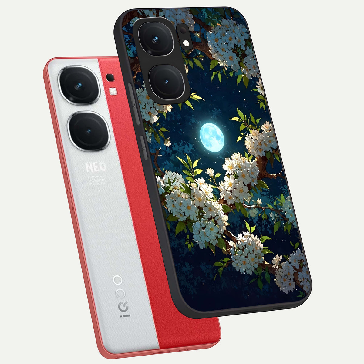  Moonlit Blossom Dream phone case For iQOO Neo 9 Pro showing premium glass back cover with detailed artwork